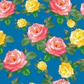 Seamless pattern with pink,yellow roses Royalty Free Stock Photo