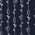Seamless pattern with pinstripes of hand drawn flowers for surface design and other design projects Royalty Free Stock Photo