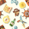 Seamless pattern with pirate icons