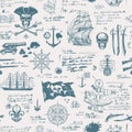 seamless pattern on pirate and maritime theme