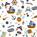 Seamless pattern of pirate symbols