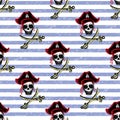 Seamless pattern pirates, hand drawing.