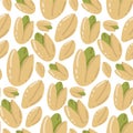 Seamless pattern with pistachios in cartoon style with highlights. A healthy diet. Modern background for packaging