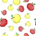 Seamless pattern with pixel apple. Autumn seasonal element of harvest. Vector. Old games. 8 bit. Pixel art. Royalty Free Stock Photo