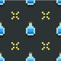 Pattern with pixel blue potions