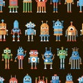 Seamless pattern with pixel robots. Royalty Free Stock Photo