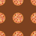 Seamless pattern with pizza salami.