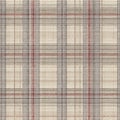 Seamless pattern, plaid fabric pattern forming a seamless checkered background, featuring beige, brown, and red lines Royalty Free Stock Photo