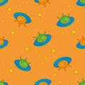Seamless Pattern PLANET is Color Vector Royalty Free Stock Photo