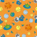 Seamless Pattern PLANETMAN is Color Vector Royalty Free Stock Photo