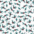 Seamless pattern from plant cells. Red berries and