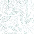 Seamless pattern with plants tourquoise colors vector Royalty Free Stock Photo