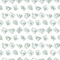 Seamless pattern with plastic products and markings