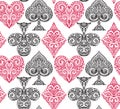 Seamless pattern with playing card suits