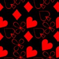 Seamless pattern playing cards suit Bubi, hearts, crosses, blame Royalty Free Stock Photo