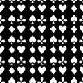 Seamless pattern playing cards suit Bubi, hearts, crosses, blame