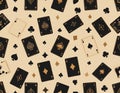 Seamless Pattern with Playing Cards and Suits Royalty Free Stock Photo