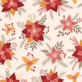 Seamless pattern with poinsettia flowers Royalty Free Stock Photo