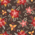 Seamless pattern with poinsettia flowers Royalty Free Stock Photo