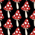 Seamless Pattern with Poisonous Mushroom, Fly Agaric