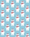 Seamless pattern of polar bear in hat and scarf Royalty Free Stock Photo