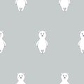 Seamless Pattern with Polar Bear Sketch on Gray Background Royalty Free Stock Photo