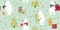 Seamless pattern with polar bears in retro style. Royalty Free Stock Photo