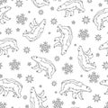 Seamless pattern of polar. Template for printing on fabric. Design for wrapping paper