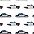 Seamless pattern of police cars.