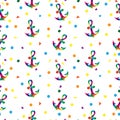 Seamless pattern with poligonal style anchor and color dot illus