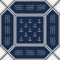 Seamless pattern polka dot with anchors