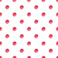 Seamless pattern with polka dots. Painted pink watercolor circles on white background Royalty Free Stock Photo