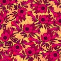 Seamless pattern of pomegranate flowers. Eps 10 illustration preview.