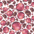 Seamless pattern Pomegranate. Hand painted watercolor. Handmade fresh food design elements isolated