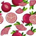 Seamless pattern with pomegranates. Decorative patterns of the pomegranate fruit. Shana Tova, Jewish New Year