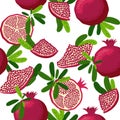 Seamless pattern with pomegranates. Decorative patterns of the pomegranate fruit. Shana Tova, Jewish New Year