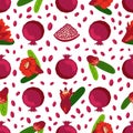 Seamless pattern with pomegranates. Decorative patterns of the pomegranate fruit