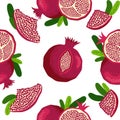 Seamless pattern with pomegranates. Decorative patterns of the pomegranate fruit. Shana Tova, Jewish New Year