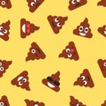 Seamless pattern with poop emojies. Emoticons background. Texture Royalty Free Stock Photo