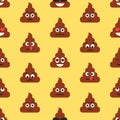 Seamless pattern with poop emojies. Emoticons background. Texture Royalty Free Stock Photo