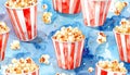 Seamless Pattern of Popcorn Buckets Royalty Free Stock Photo