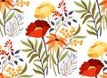 Seamless pattern with poppies flowers