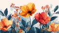 Seamless pattern with poppies. Hand drawn vector illustration. Generative AI Royalty Free Stock Photo