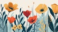 Seamless pattern with poppies. Hand drawn vector illustration. Generative AI Royalty Free Stock Photo