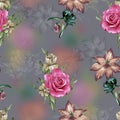 Vintage flower seamless vector pattern on background Royalty Free Stock Photo