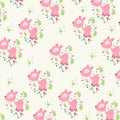 Seamless pattern. Portrait of cute pink mouse deer with love and flowers. pattern For valentine, print, packaging