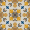 Seamless pattern with Portuguese tiles. Azulejo