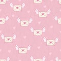 Seamless pattern with post letters. Love mail.