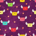 Seamless pattern with post letters. Love mail. Copy square to th
