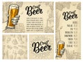 Seamless pattern beer tap, class, can, bottle and hop.